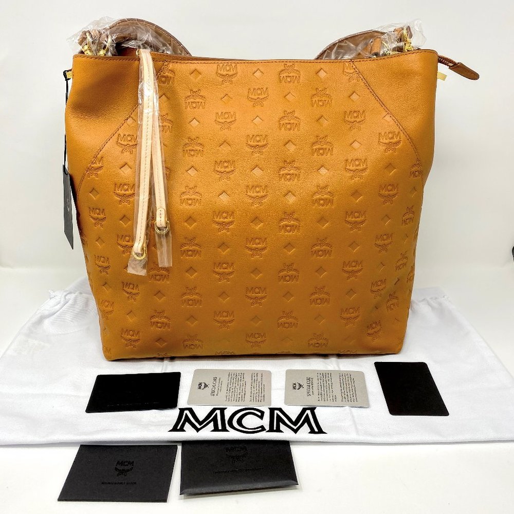 MCM Klara Large Monogrammed Leather Hobo Bag